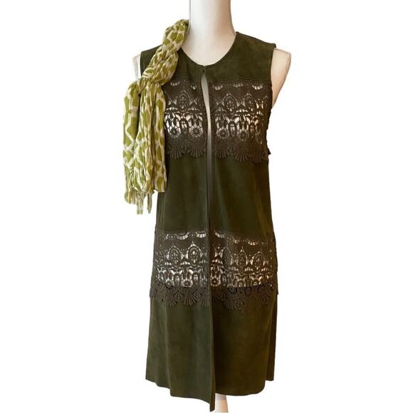 Suede Neiman Marcus Tunic Vest Jacket Vintage Medium - Picture 2 of 6